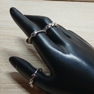 NWOT Set of 3 Fashion Jewelry Silver/White Tone Slim Womens Rings Size 7 1/2 #3